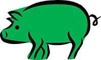 green stylized pig logo